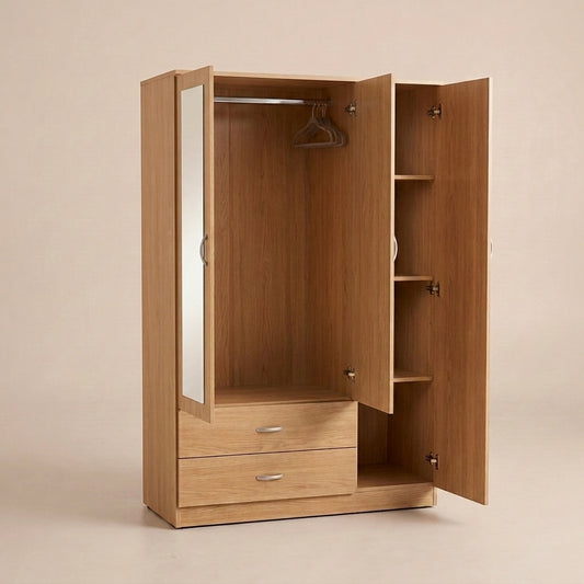 3 Door Wardrobe with 2 Mirrors & 2 Drawers โ Bedroom Furniture