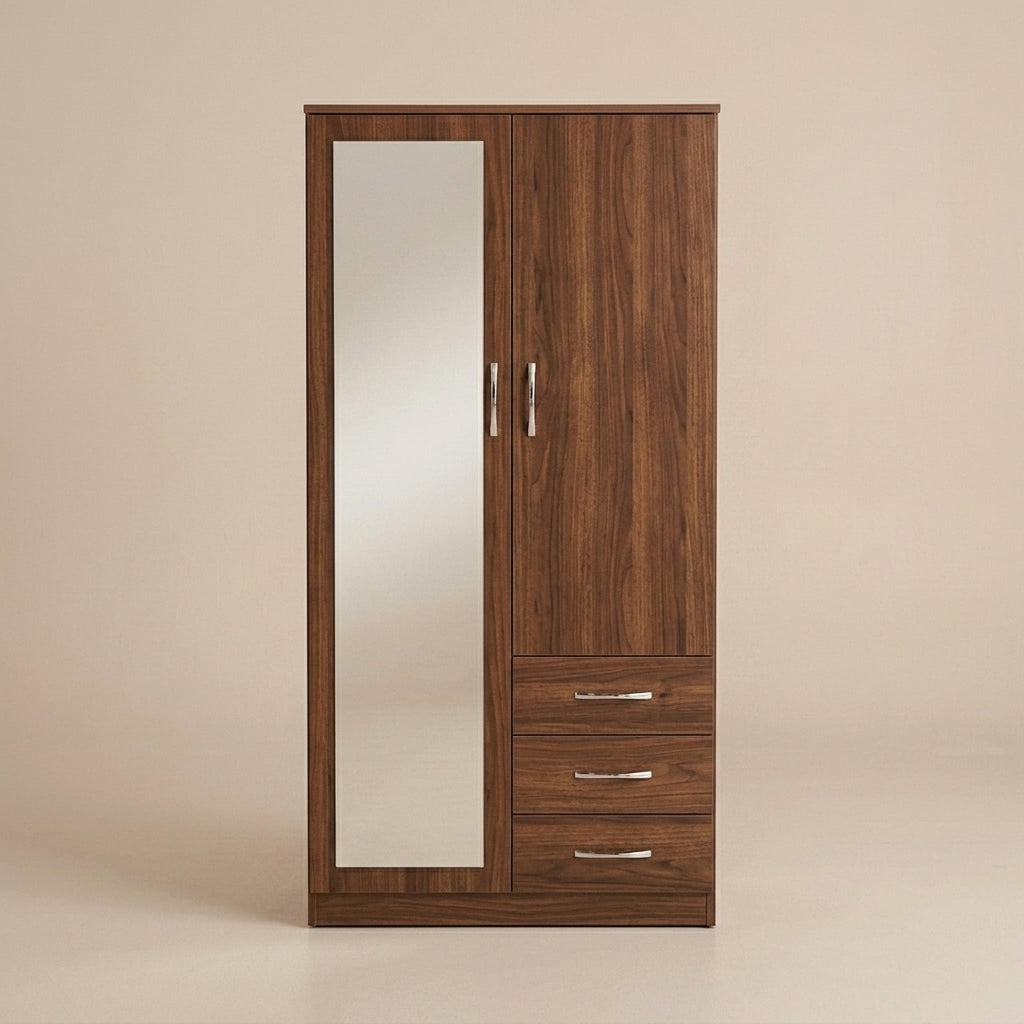 2 Door Wardrobe with Mirror & 3 Drawers – Bedroom Furniture