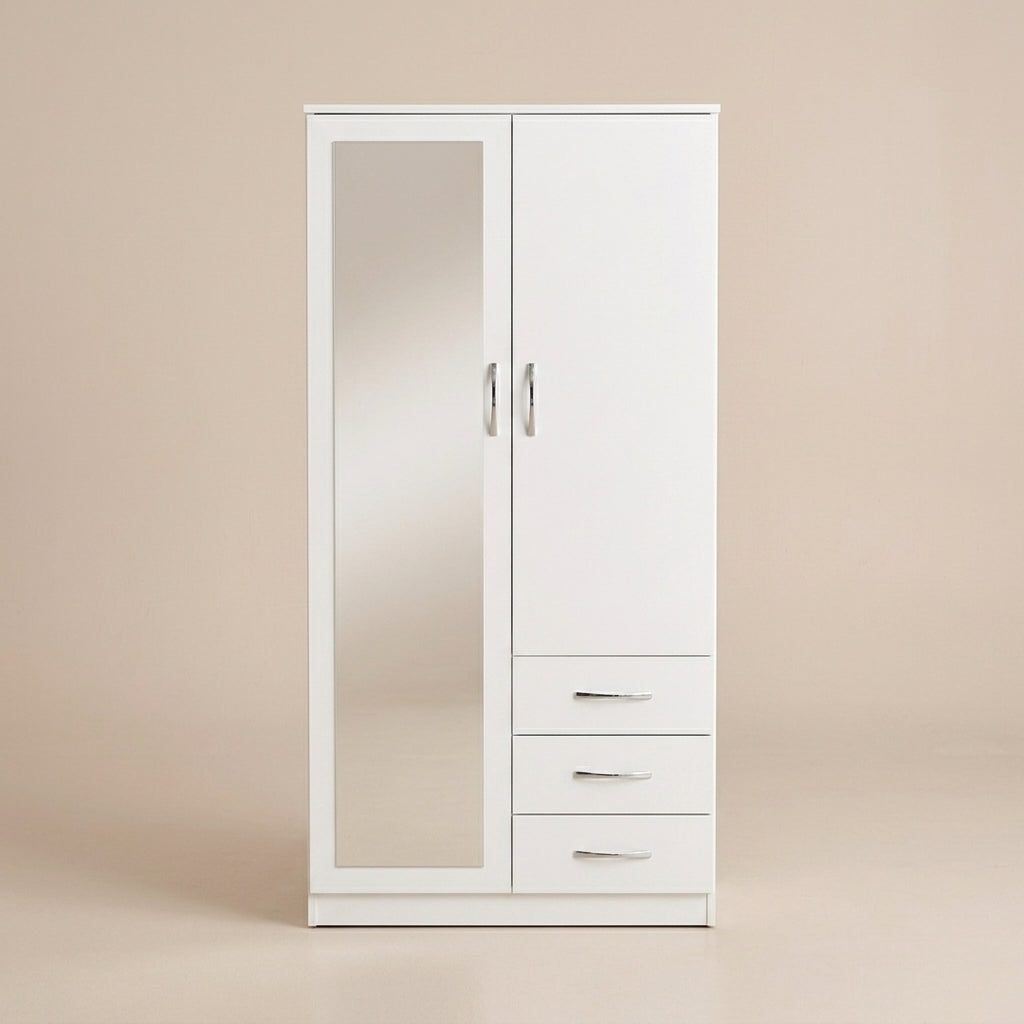 2 Door Wardrobe with Mirror & 3 Drawers – Bedroom Furniture