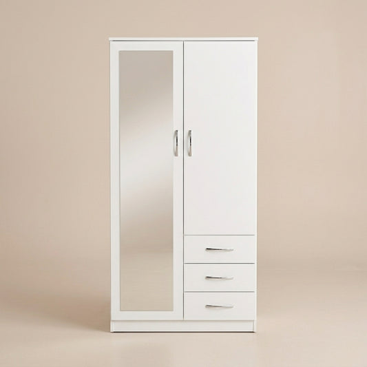 2 Door Wardrobe with Mirror & 3 Drawers – Bedroom Furniture