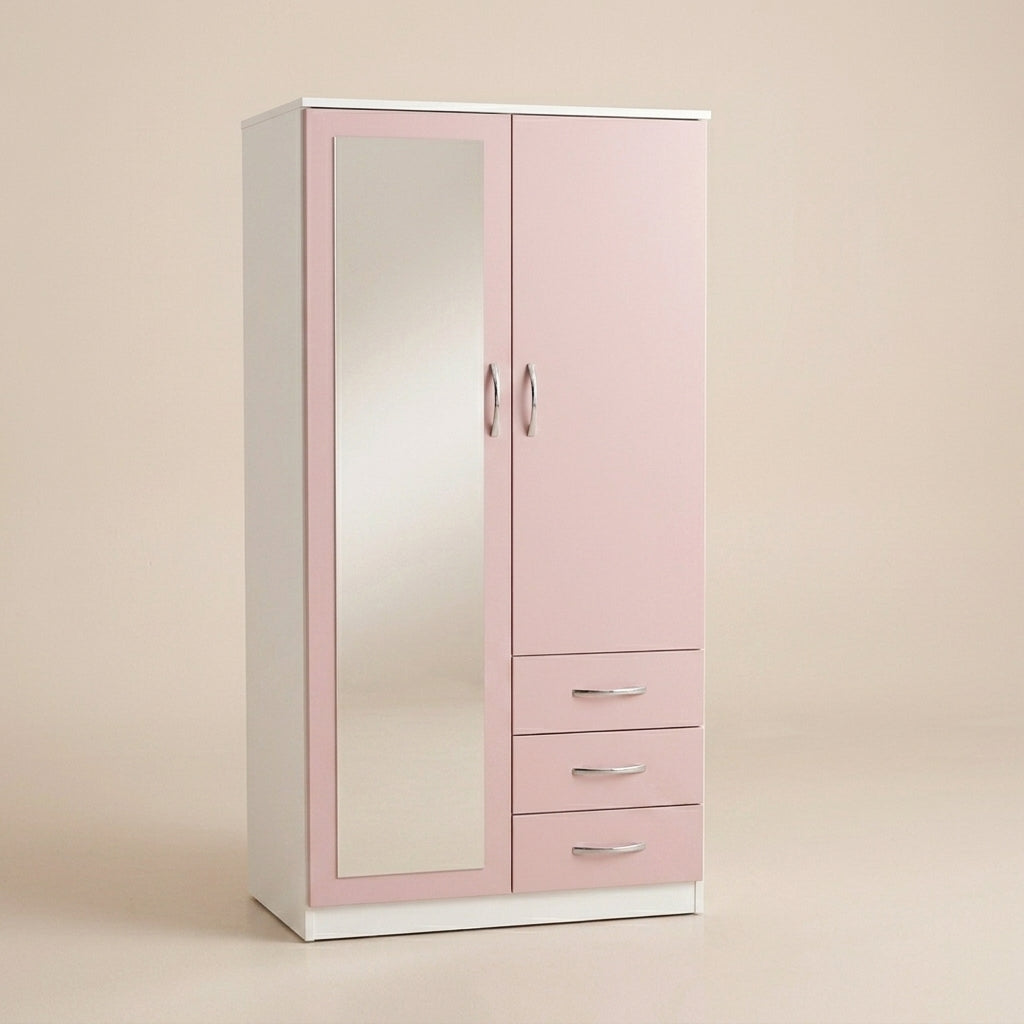 2 Door Wardrobe with Mirror & 3 Drawers – Bedroom Furniture