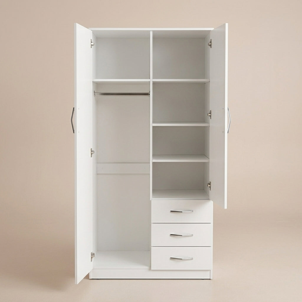 2 Door Wardrobe with Mirror & 3 Drawers – Bedroom Furniture