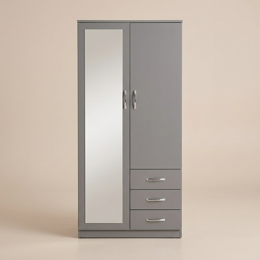 2 Door Wardrobe with Mirror & 3 Drawers – Bedroom Furniture