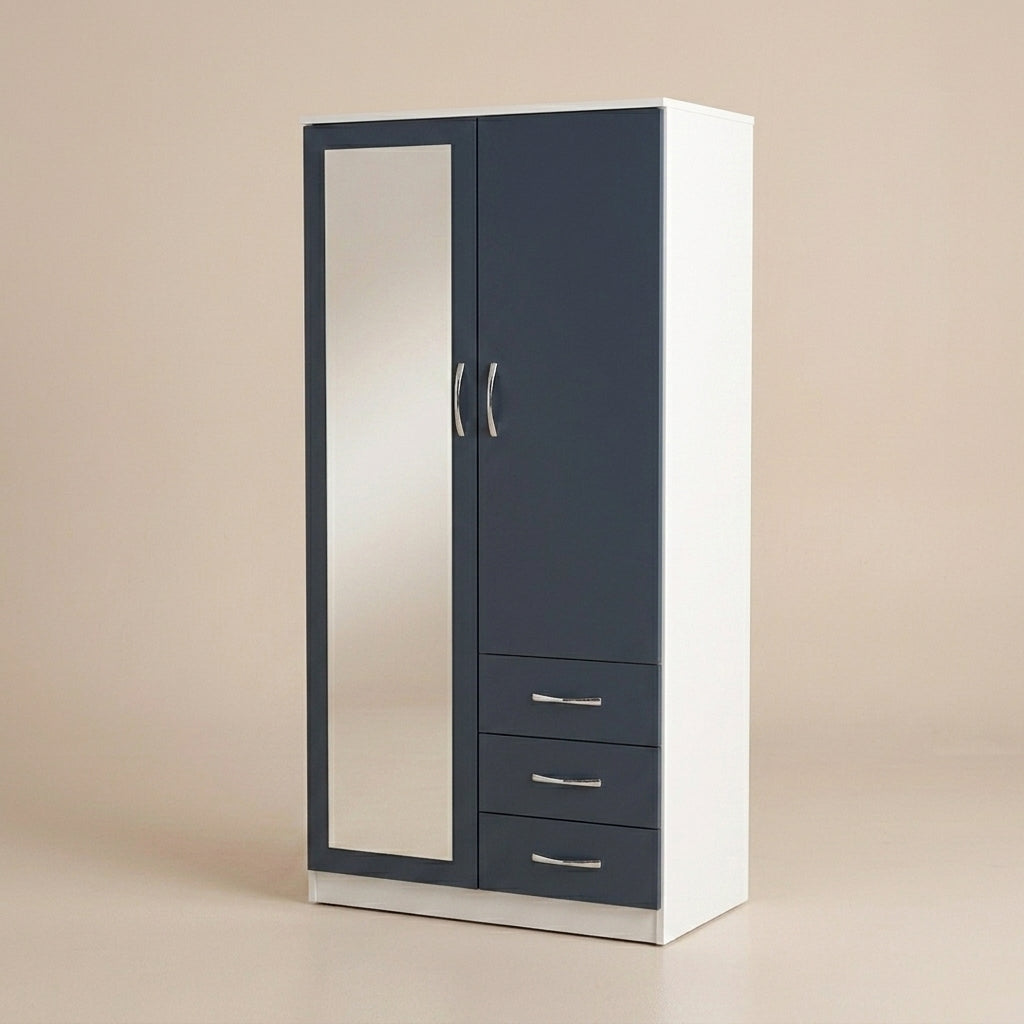 2 Door Wardrobe with Mirror & 3 Drawers – Bedroom Furniture