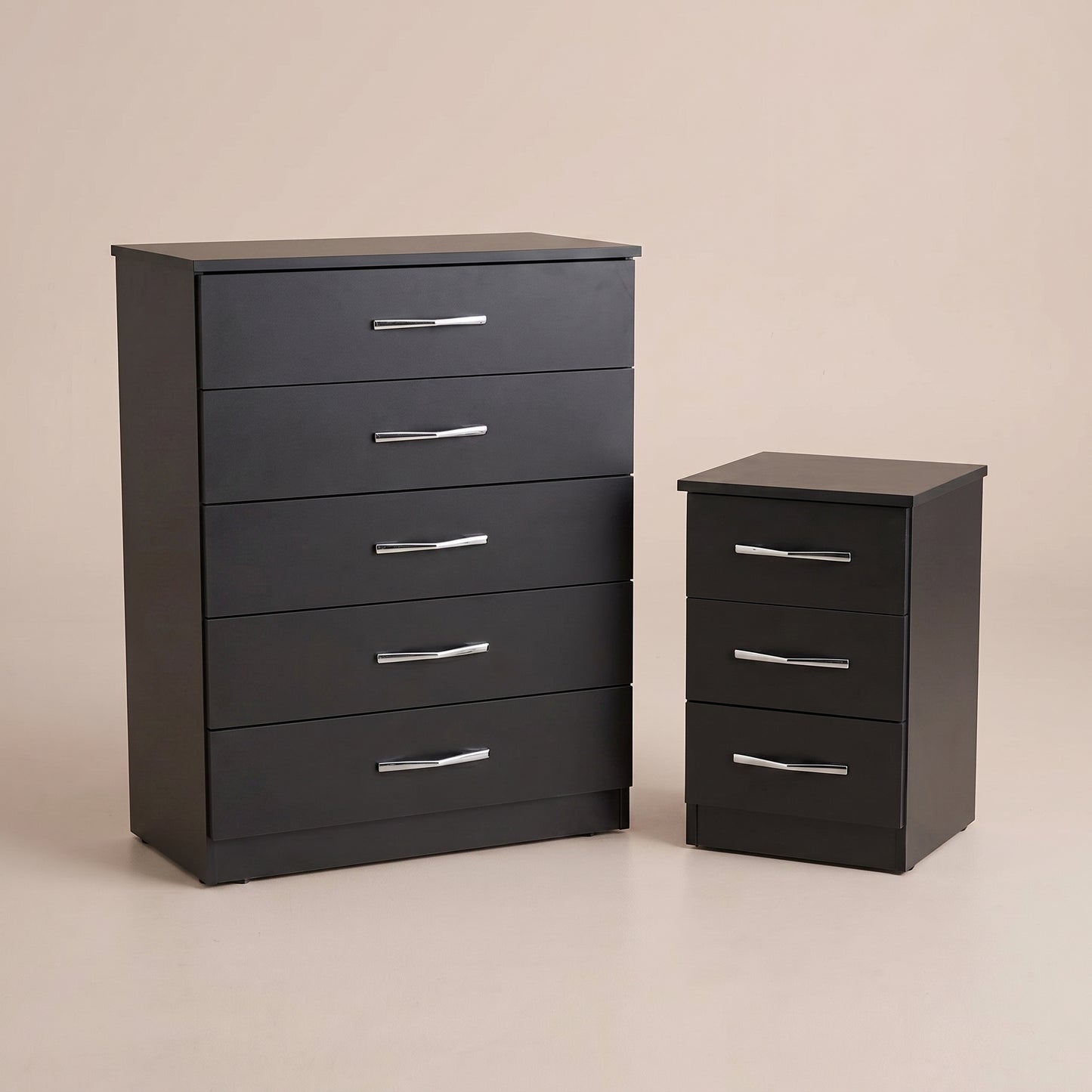 5 Drawer Chest & 3 Drawer Bedside Table Set – Bedroom Furniture