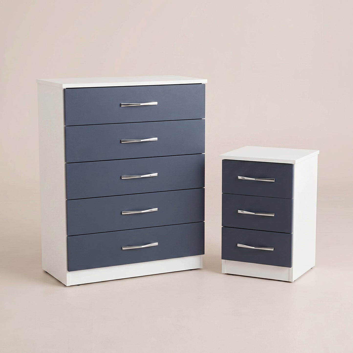 5 Drawer Chest & 3 Drawer Bedside Table Set – Bedroom Furniture