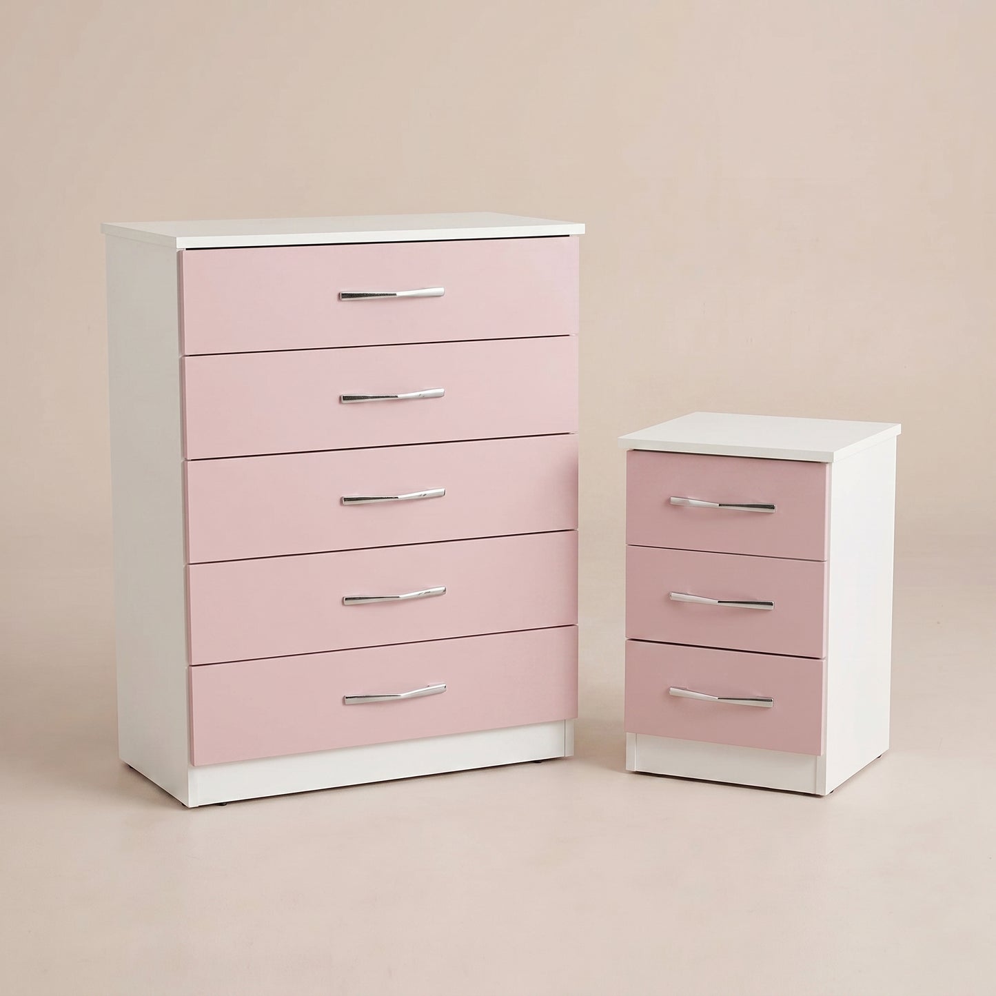 5 Drawer Chest & 3 Drawer Bedside Table Set – Bedroom Furniture