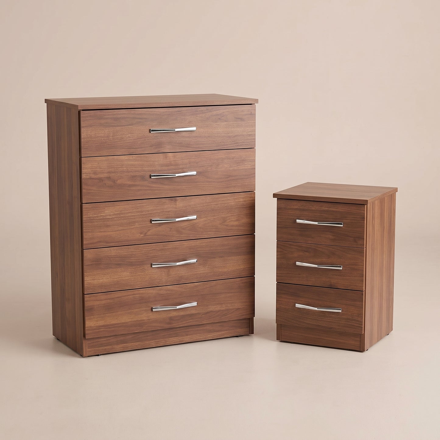 5 Drawer Chest & 3 Drawer Bedside Table Set – Bedroom Furniture